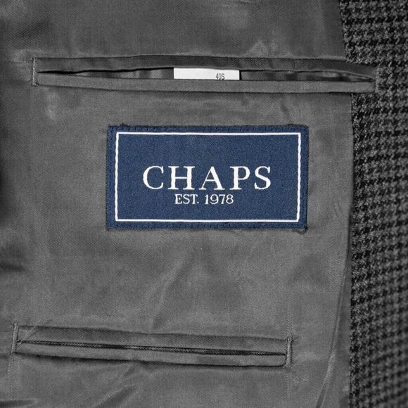 Chaps Ralph Lauren Mens Blazer Gray Check Lambswool Lined Jacket Sport Coat 40S - Picture 3 of 9